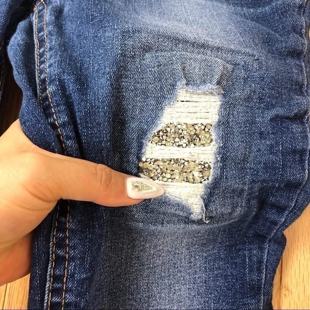 Justice GIRLS distressed bling jeans 12